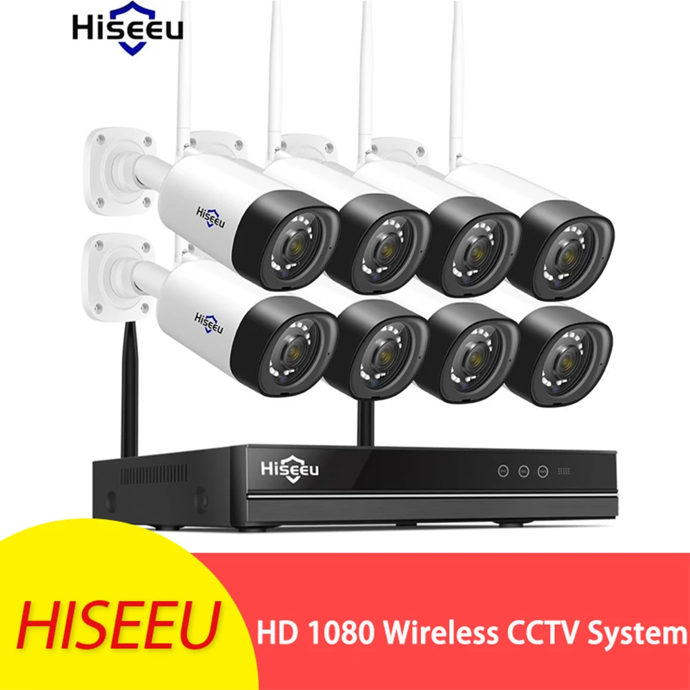 8HB312 H.265 2MP 8CH Wireless Audio Records CCTV Security Outdoor IP Camera System POE NVR Kit Waterproof Video Surveillance Set