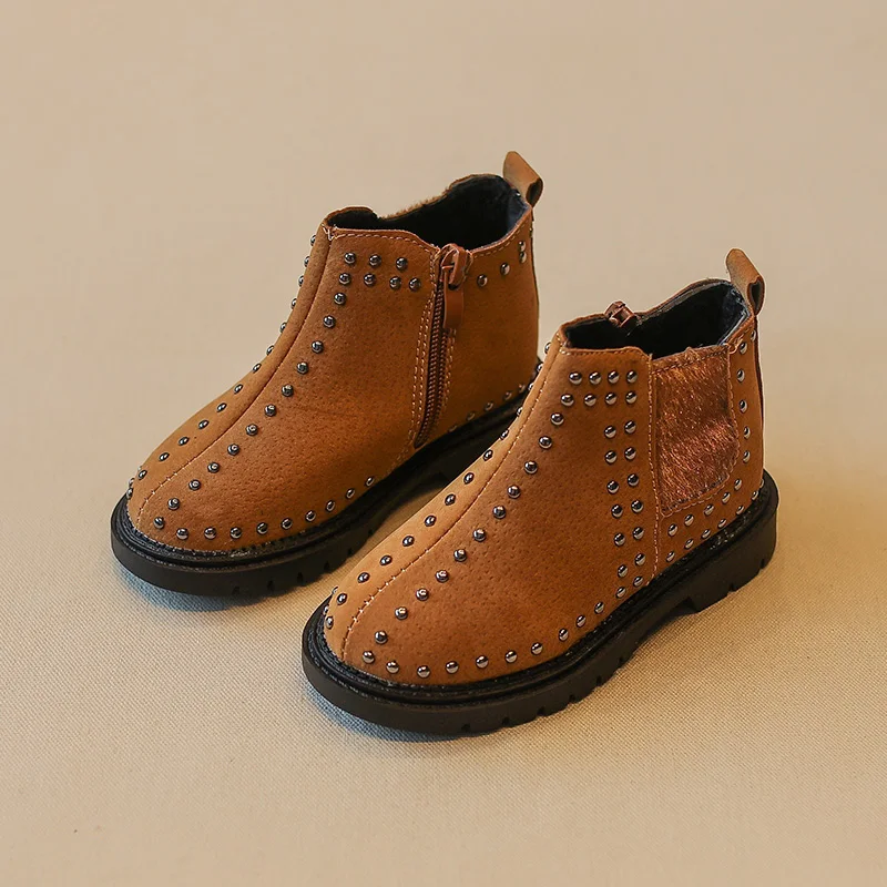 SZ129Brown Детская обувь; Ботинки martin для девочек; сезон осень-зима; ботильоны; чистый цвет; Водонепроницаемая нескользящая подошва; износостойкая обувь; SZ128 - Цвет: SZ129Brown