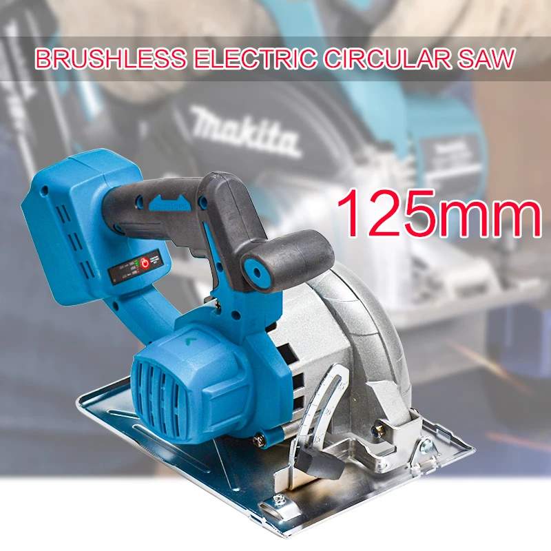 125mm 10800RPM Cordless Electric Circular Saw Power Tools Adjustable Curved Cutting Sawing Machine for 18V Makita Battery