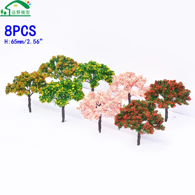 Árboles de hierro de 65mm, Miniaturas, flor de alambre, tren arquitectónico, mesa de arena, paisaje, Scensry, modelo de árbol, escala Ho N, 8 Uds.