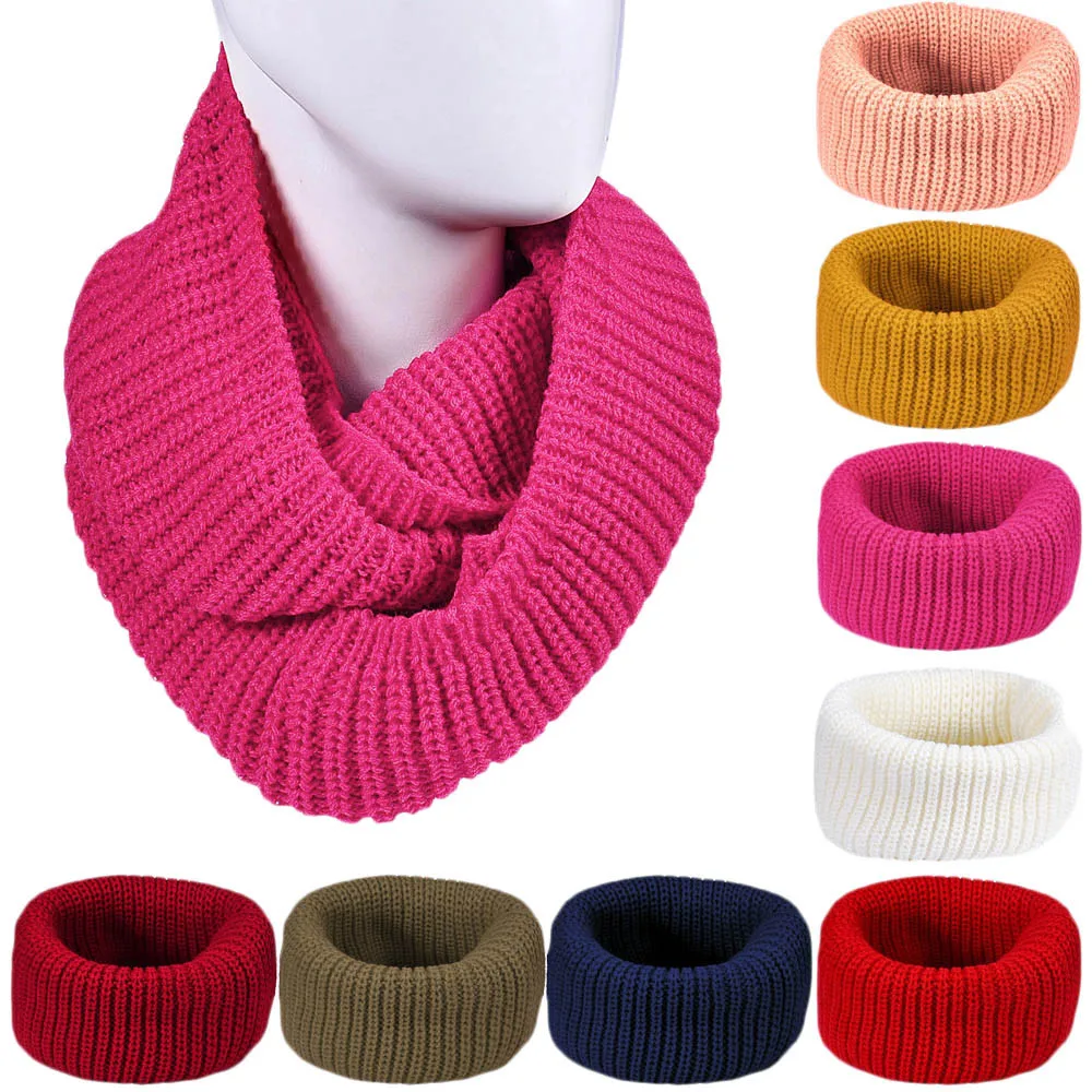 Women's Winter Warm Brushed Knit Neck Wraps Scarf For Ladies Winter Warm Infinity 2 Circle Cable Knit Cowl Neck Long Scarf#40