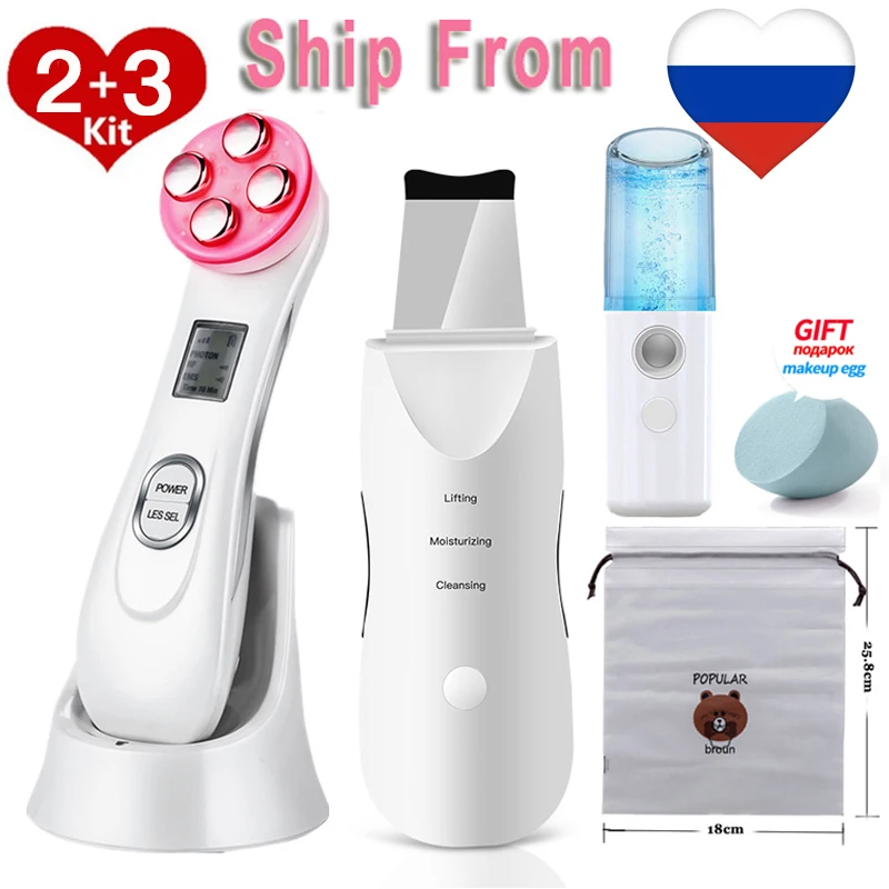 

Russian Federation Skin Scrubber Scrubber Remove Facial Cleansing Blackhead Remover Pore Cleaner EMS LED Facial Massager