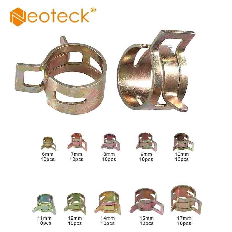 Neoteck 100Pcs 6 17mm Spring Clamp Hose Fuel Hose Air Pipe Clamp