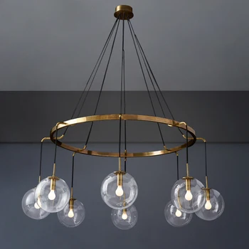 

Modern luxury glass pendant lights Nordic loft style wrought iron vintage hanging lamps for dining living room indoor luminaire