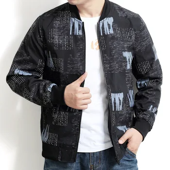 

Fat Man Printing Jacket Shirt Male Plus Fat plus Size Thin Section Loose Coat Spuer Youth Autumn Pack Handsome Jacket