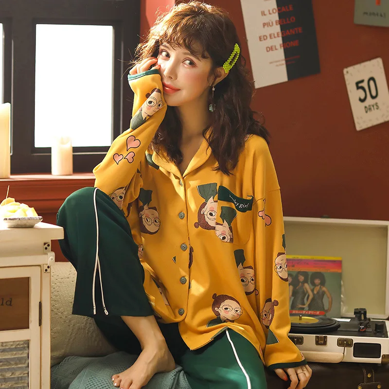Autumn& Winter New Style Pure Cotton Long Sleeve Trousers Pajamas WOMEN'S Cardigan Ladies Home Leisure Suit