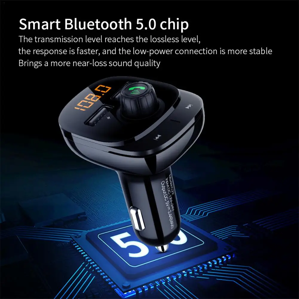 Обновленный многофункциональный автомобильный Bluetooth MP3 плеер Громкая связь голос двойной USB Смарт Быстрая зарядка Высокое разрешение дисплей экран плеер