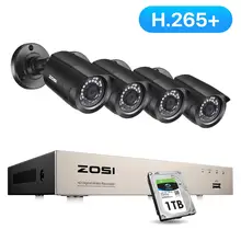 Sistema CCTV ZOSI 8CH 4 Uds. 1080p cámara de seguridad exterior resistente a la intemperie DVR Kit día/noche Sistema de videovigilancia para el hogar