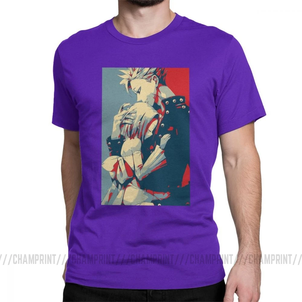 Мужская футболка с короткими рукавами и надписью «Seven Deadly Sins Crazy», футболка с круглым вырезом, хлопковая Футболка с принтом - Цвет: Фиолетовый