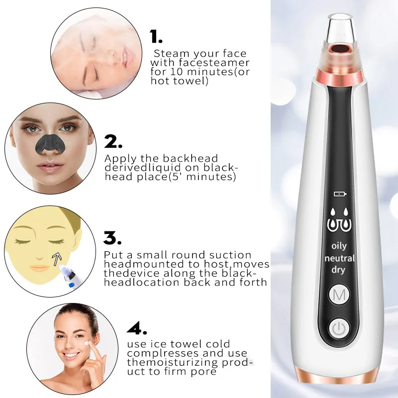USB зарядка пылесос для лица Уход за кожей машина удаления черных точек Прыщи