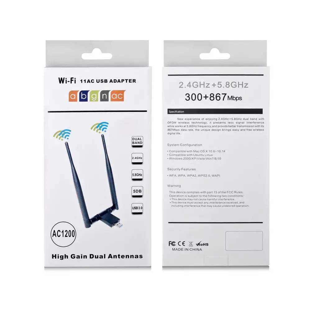 AC1200M беспроводная сетевая карта 1200 Мбит/с USB3.0 WiFi маршрутизатор приемник сигнала адаптер 2,4 ГГц/5 ГГц двухдиапазонный