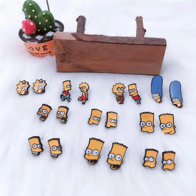 EUPNHY 2 шт. Симпсоны Мультяшные сережки пирсинг серьги ювелирные изделия для женщин подростка Девушки подарки Bijoux