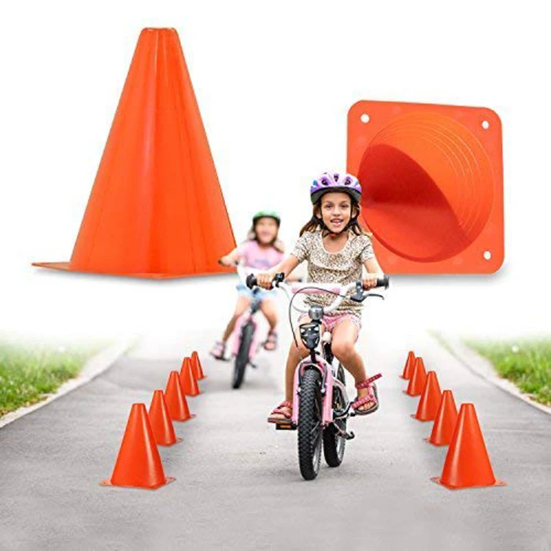7-Inch Plastic Traffic Cones Multi-Purpose Cone Physical EducationE2K2 6-Pack 