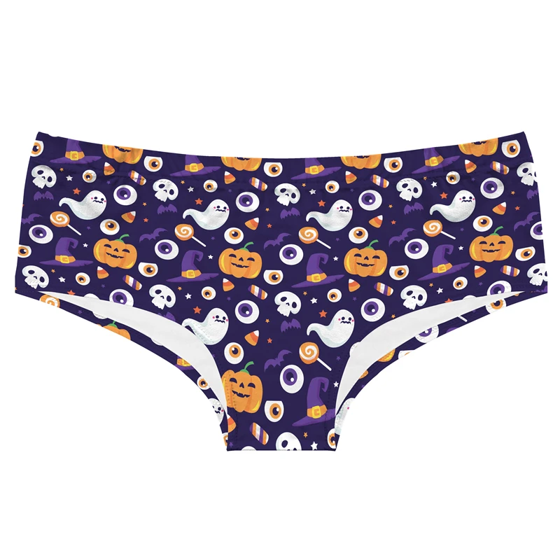 Original Halloween Cartoon Printed Women's Underwear Elastic Peach