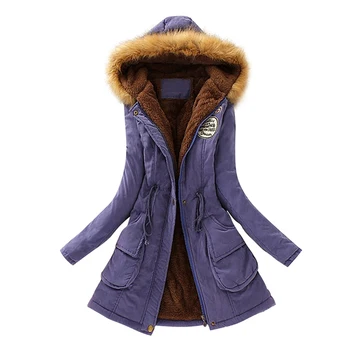 

Women Winter Warm Plush Coat Long-sleeved Hooded Cotton Jacket Solid Color Light Down Tops