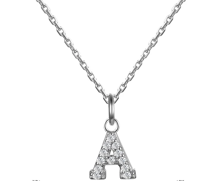 Эксклюзивная буква A-Z цепочка серебро 925 проба для женшин серебряные цепи цепочка украшение на шею Блестящий циркон ожерелья ювелирные изделия necklace silver 925