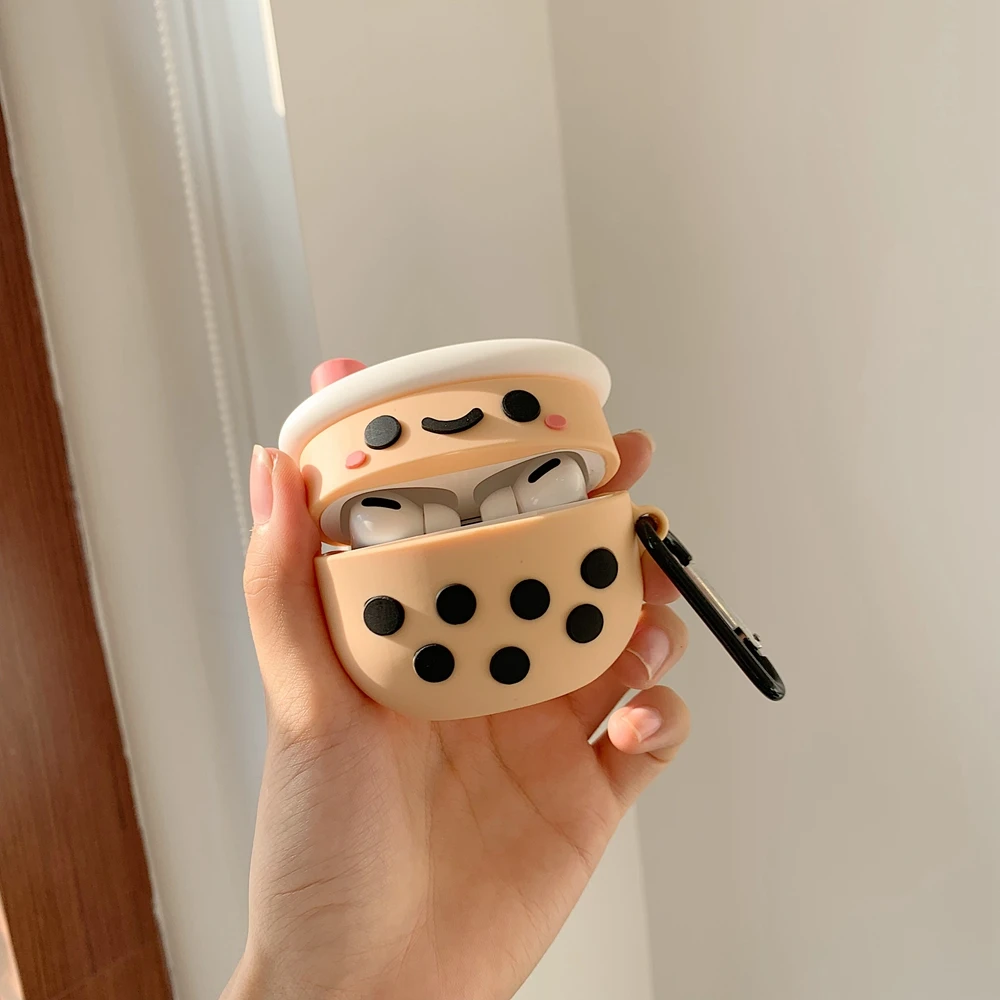 Чехол для AirPods Pro с милыми рисунками из мультфильмов, мягкий молочный пузырек, бутылка для чая, напитков, защитный чехол для Airpods Pro Air Pods 3 чехол s с крюком