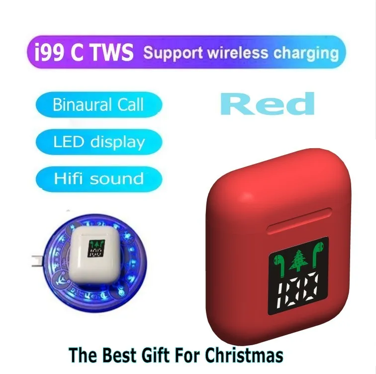 i99C-Red I9000 tws 1:1 размер умный датчик 8D бас беспроводная зарядка Bluetooth 5,0 наушники i9000 tws PK i10 i12 i60 i200 i5000 tws - Цвет: i99C-Red