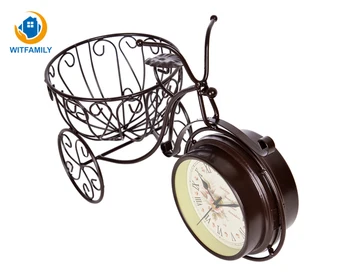 

New Creative Multi-function Art Seat Clock Iron Bicycle Quartz Clock Garden Double-sided Silent Living Room Clock Clock