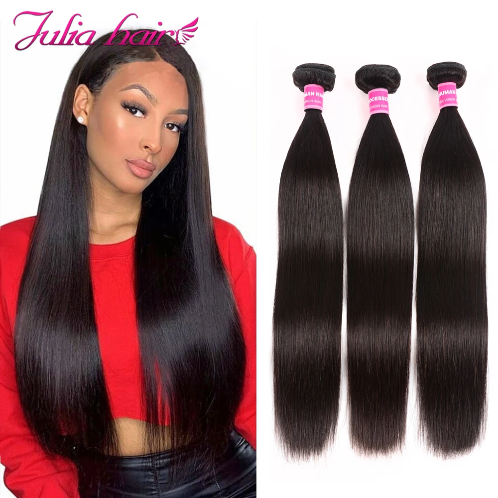 Ali Julia Malaysian Straight Human Hair Bundles 8 Inches to 30 Inches 1/3/4 Bundles Deals 100% Remy Human Hair Weave Extensions