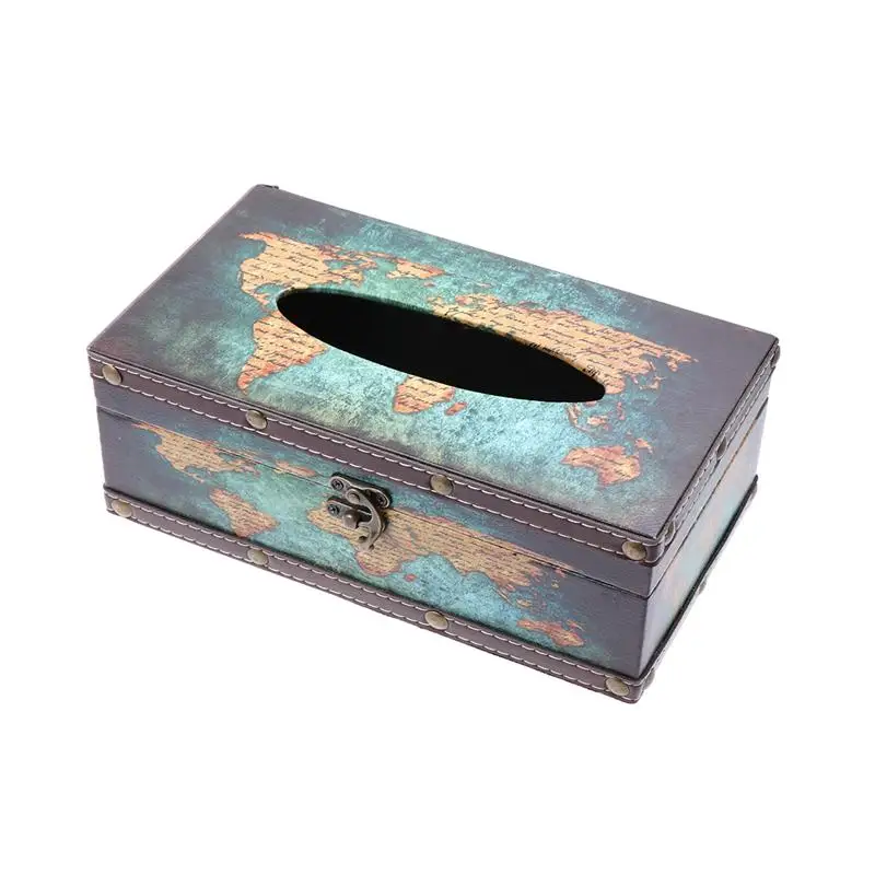1pc Tissue Box Napkin Holder Creative Paper Box Fanshion Green Map Classical Tissue Holder Paper Holder