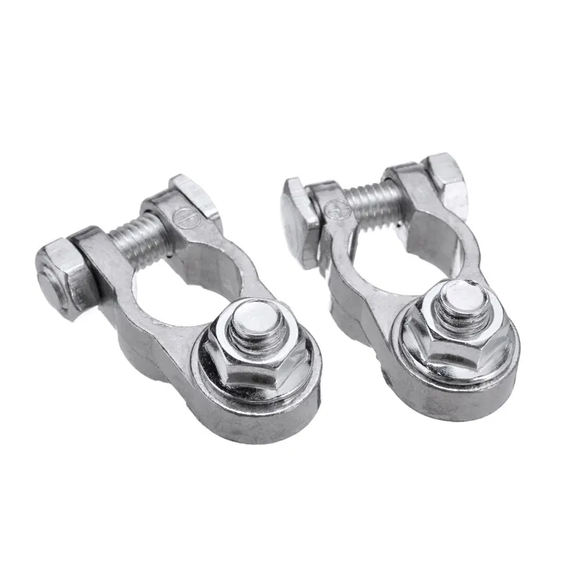 Mayitr 2pcs Zinc alloy Car Battery Terminals Heavy Duty Cable Connector Clamp Positive Negative For Caravan Van Motorhome Boat