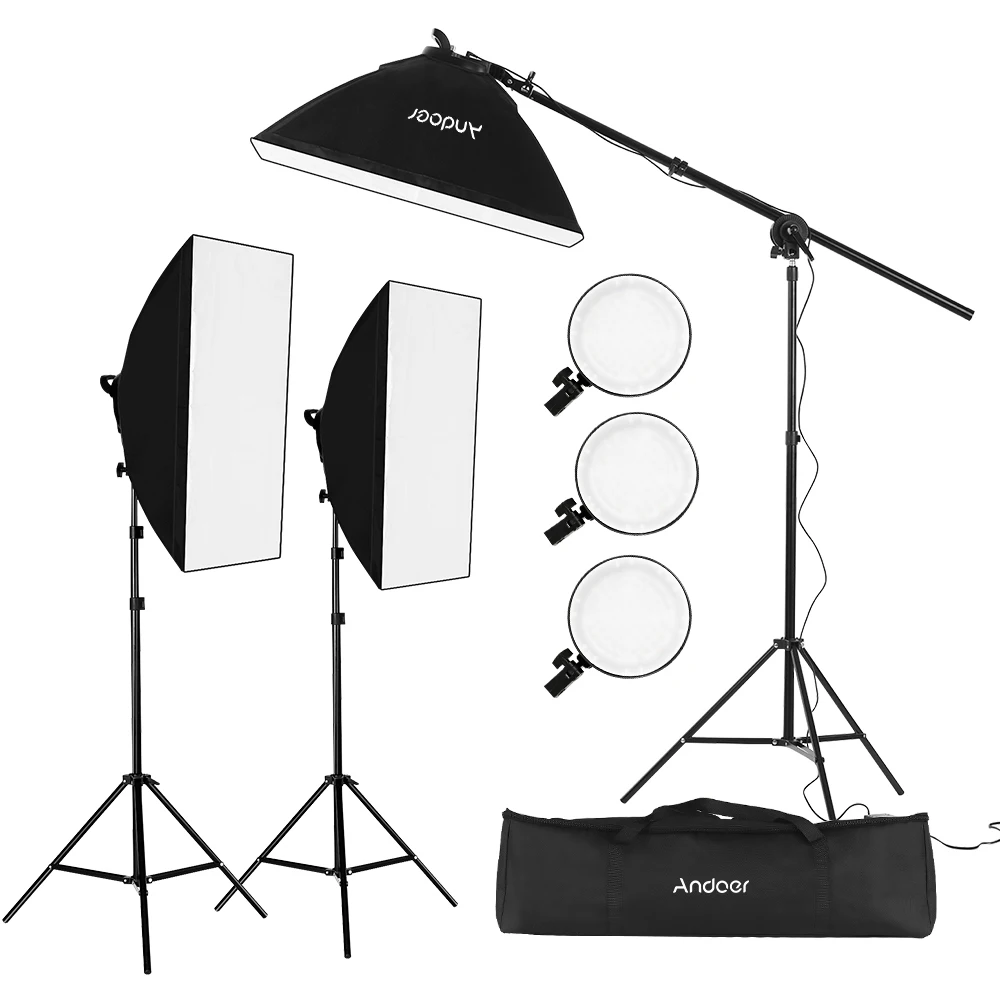 Andoer Studio фотография Софтбокс светодиодный свет комплект 2700 K/5500 K светодиодные с регулируемой яркостью 2 метра световые стенды сумка для переноски, 3 упаковки