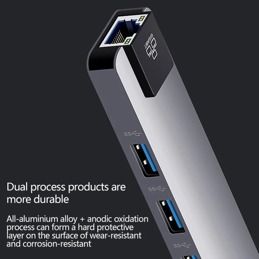 5 in 1 USB Type C Hub Hdmi 4K USB C Hub to Gigabit Ethernet Rj45 Lan Adapter for Mac book Pro Thunderbolt 3 USB-C Charger