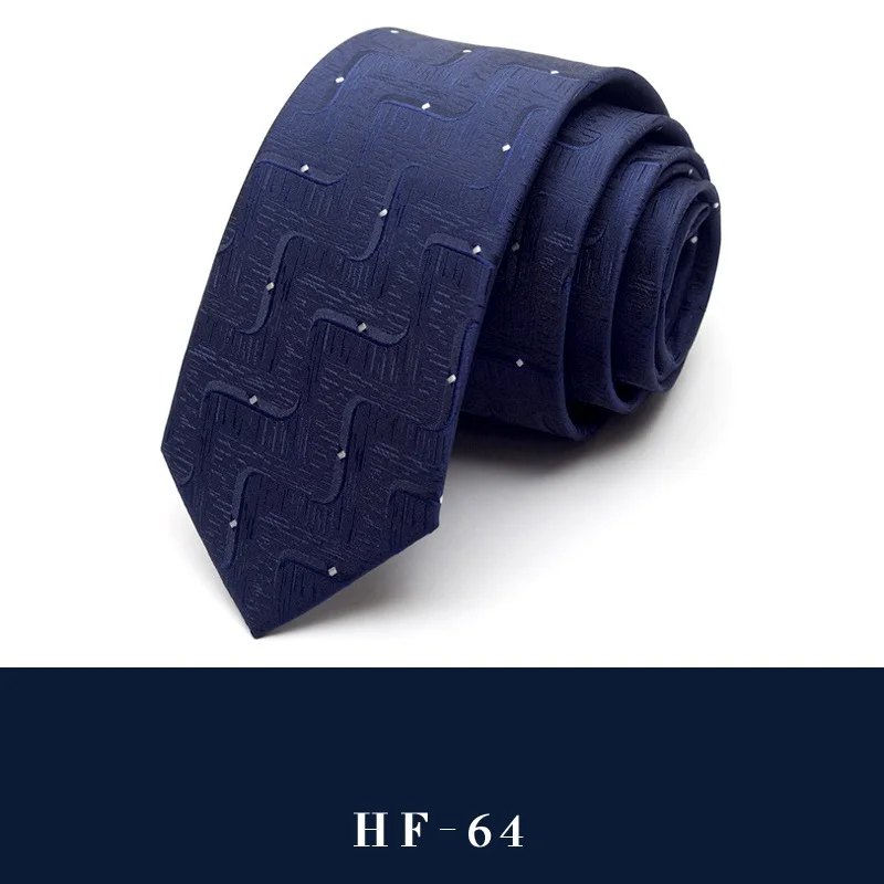 Высокое качество, новинка, шелковые свадебные галстуки для мужчин, тонкий галстук 6 см, дизайнерский бренд, 2,36 дюймов, черный шейный галстук с подарочной коробкой - Цвет: HF-64
