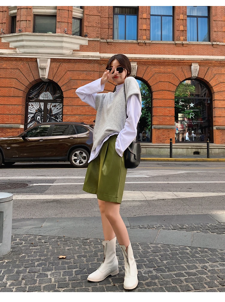 Европейская и американская мода PU lederhosen женская новая зимняя одежда свободные кожаные брюки с высокой талией от 5 до 9902