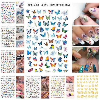 

WHOLESALE 50pcs Colorful Butterfly Nail Art Sticker Metal Gold Silver Black Adhesive Decals for Nail Art Decoration Manicure
