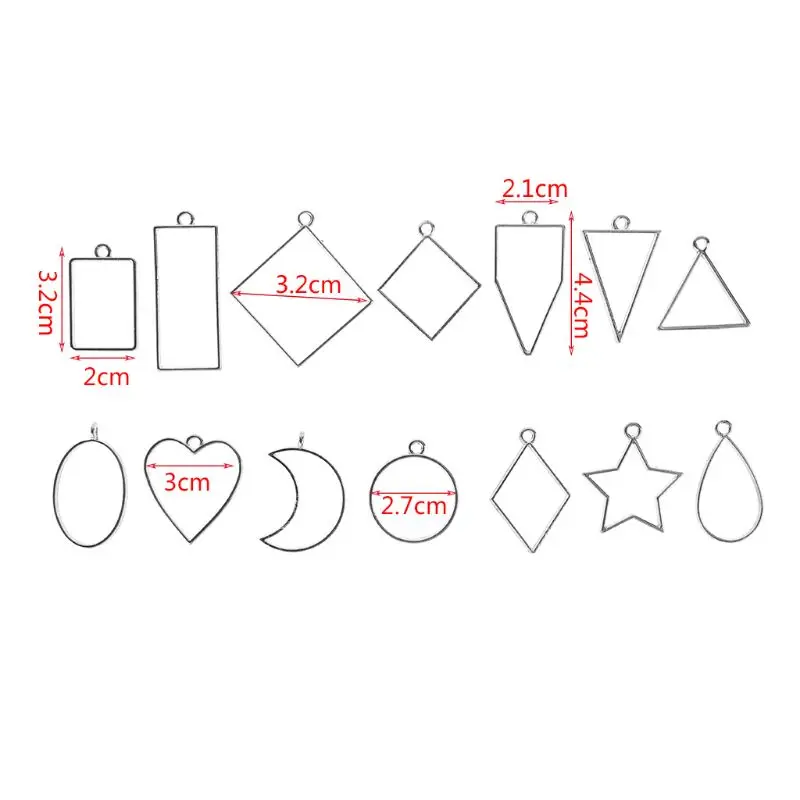 14 шт./компл. DIY сплава в виде геометрических фигур эпоксидной границы кулон ювелирные изделия аксессуары рамка