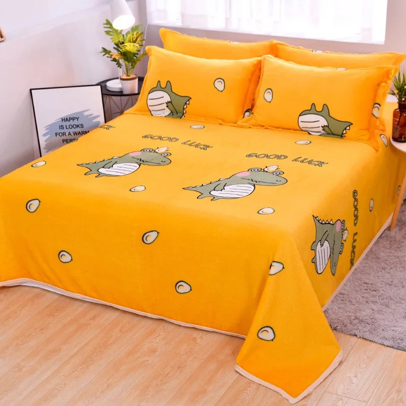 

230x230cm Winter Flannel Sheets Warm Soft Thicked 1PCS Flat Sheet Queen King Bed Sheets for Women Men Kids