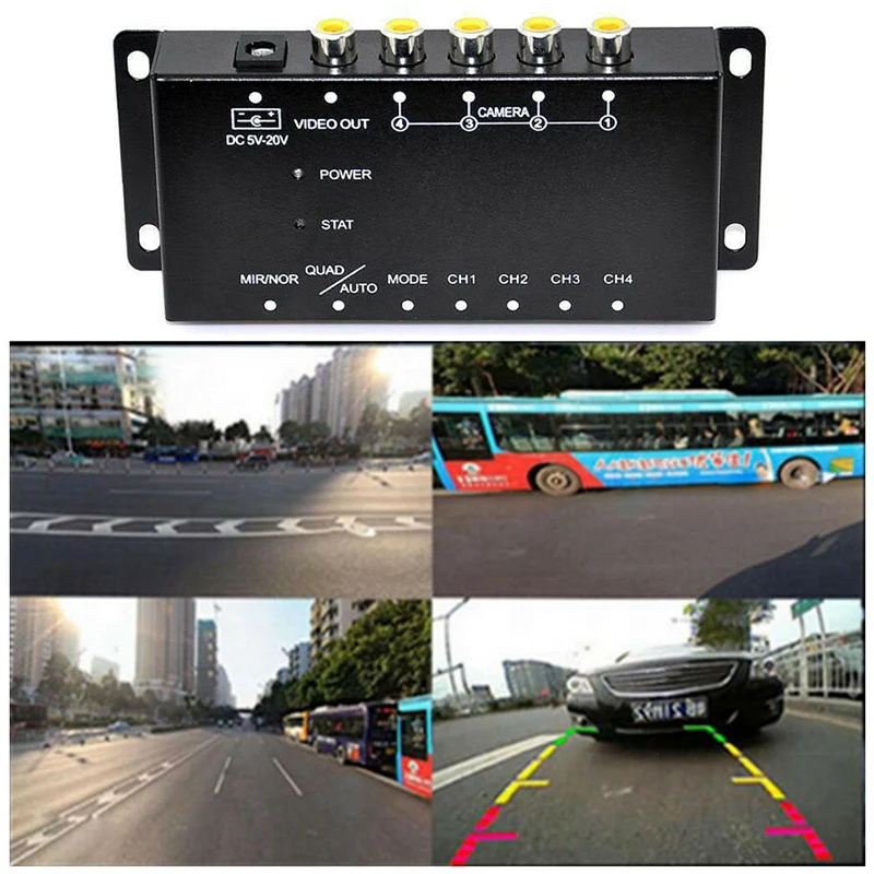 Автомобильный 4-полосный видео переключатель парковочная камера 4 вида изображения сплит-экран управления коробка