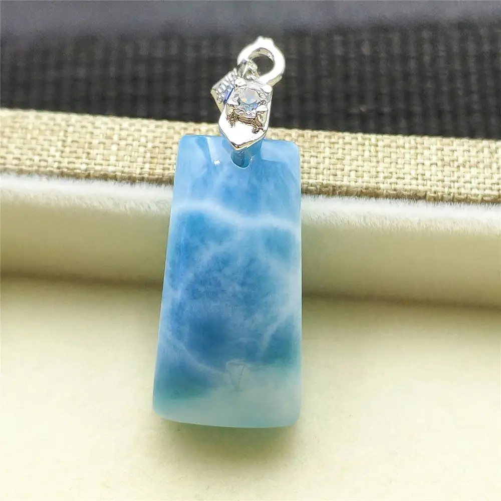 Топ натуральный синий подвеска larimar 23x12x10 мм драгоценный камень для женщин и мужчин прямоугольник от Доминики юбилей подарок Мода ожерелье AAAAA