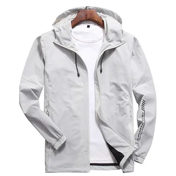

L-6xl Quick-Dry Breathable Wear-Resistant Travel Unlined Coat Men Hooded Elasticity Coat Spring and Autumn Thin Jacket Men's Fas