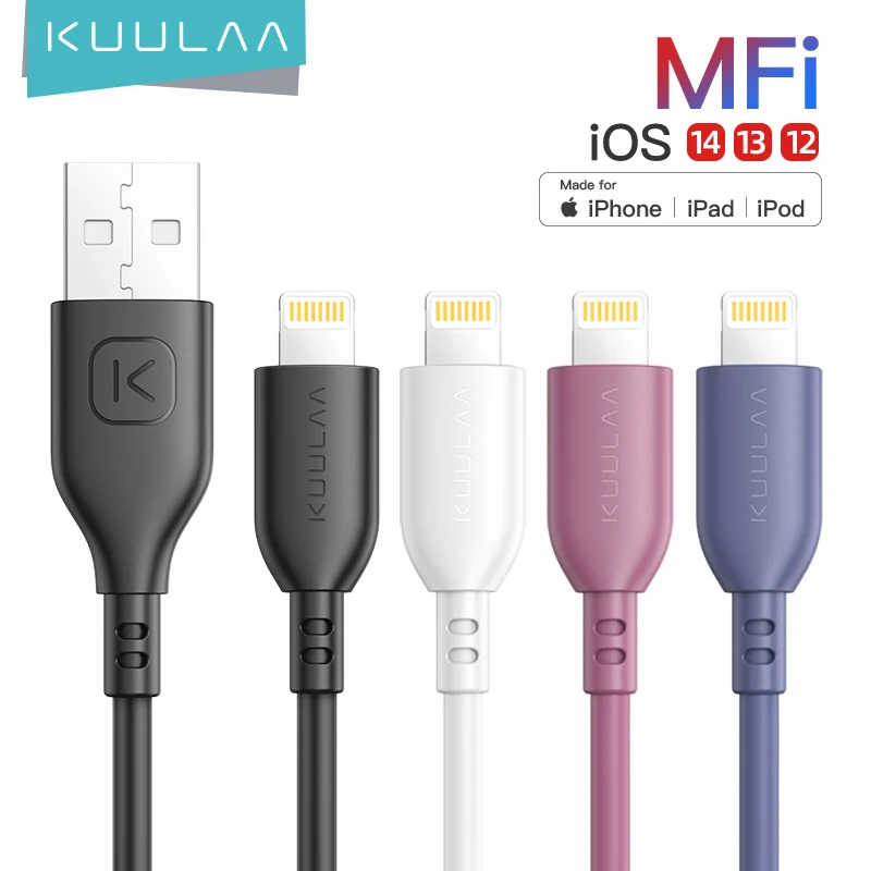 Кабель KUULAA MFi Lightning для iPhone 12 11 Pro Max 2 4 А быстрая зарядка Xs 8 7 Plus USB-кабель TPE передачи