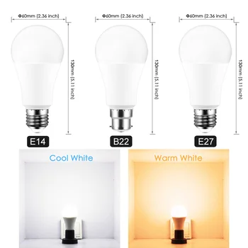 

LED WiFi Smart Bulb 220V E27 B22 E14 Dimmable RGBW Lamp Work Google Assistant Voice And APP Control Smart Home Bulb Light