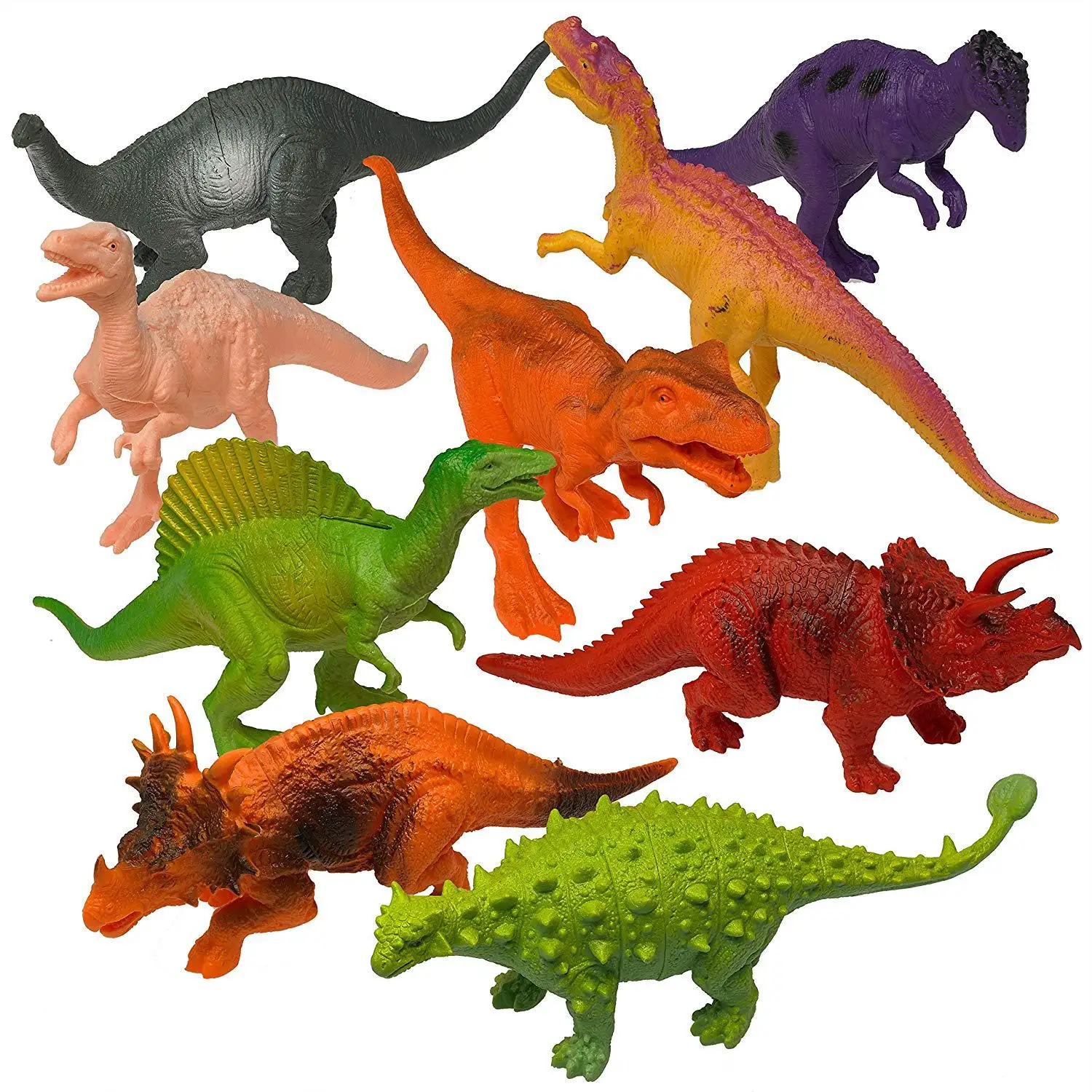 7inch Jurassic Large Size T-Rex Dinosaur Toy Model Toy Stegosaurus Triceratops Single Prong Dragon