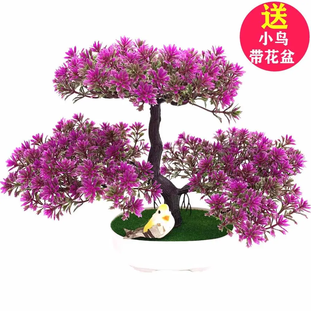 G0027rose red 1 шт. приветствие, сосна бонсай моделирование декоративное цветы и венок с искусственными цветами поддельные зеленые горшки растения домашний декор - Цвет: G0027rose red