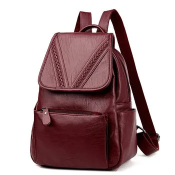 

Women's Bag 2018 New Double Shoulder Bag Women's Fashion Leisure Student Bag Women's Soft Leather Backpack Women Backpack