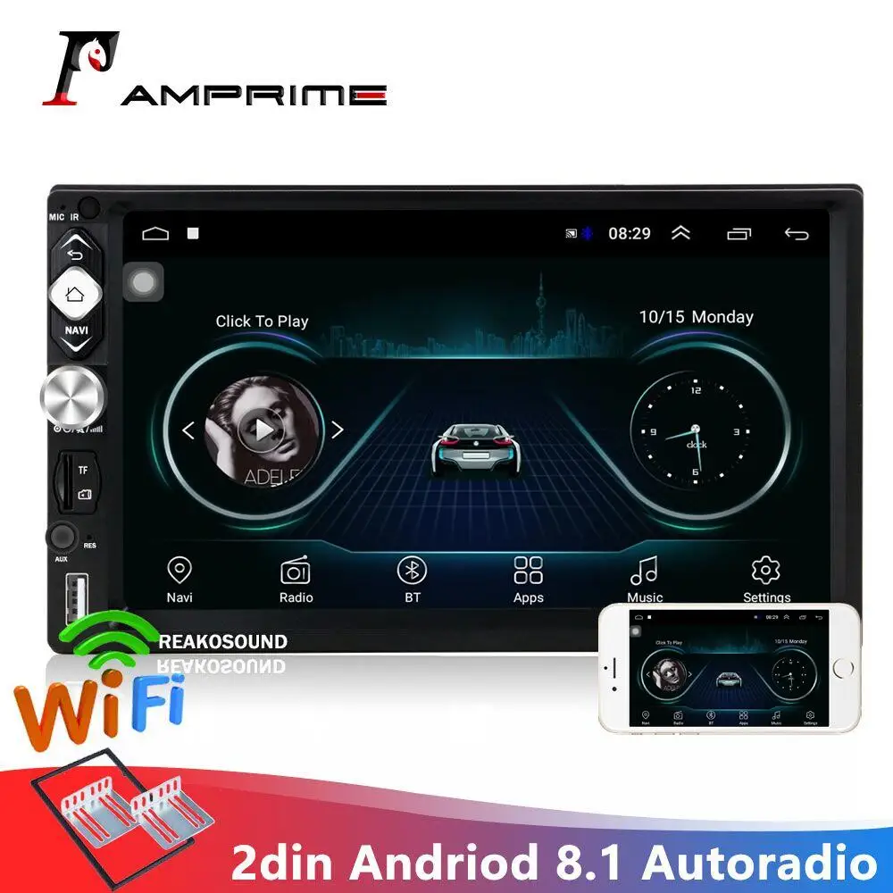 Автомагнитола AMPrime 7 дюймов 2 Din Android 8 1 автомобильный мультимедийный плеер с GPS навигацией Bluetooth аудио Wi Fi USB FM