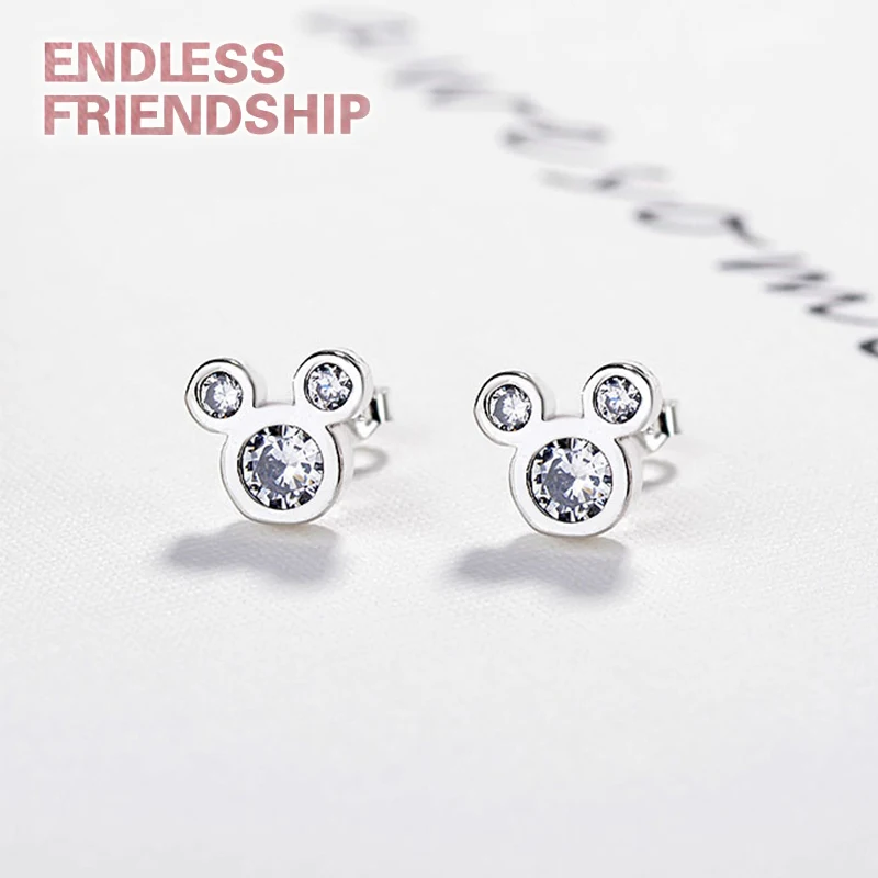 

Wholesale Trendy Silver color Dazzling Miky Mouse Push-back Brand Stud Earrings for Women Girls Jewelry Accessories