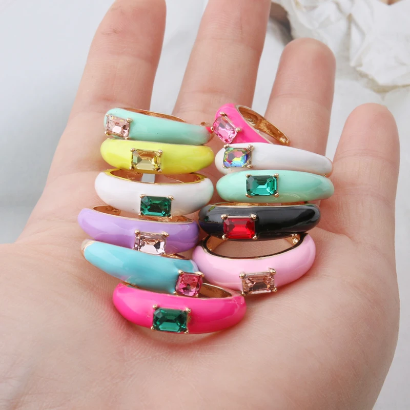 Y2K Open Colorful Candy Rings for Women adjustable Gold Color Drip Metal Finger Matching Ring Trendy Party Jewelry,womens ring