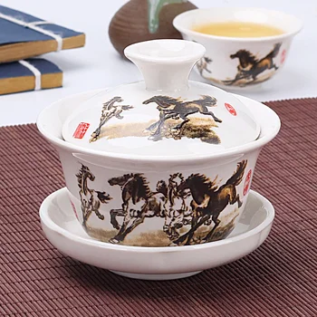 

ceramic tea cup tea bowl single Trinity bowl Dehua white porcelain jade porcelain mini small Kung Fu bubble cup 60ml