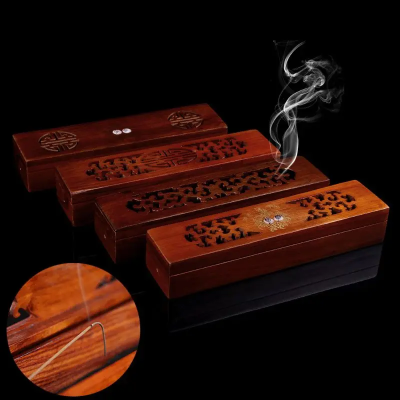 Винтажная палисандр подставка для ароматических палочек Joss Burner Box чехол с огнеупорным хлопком 72XF