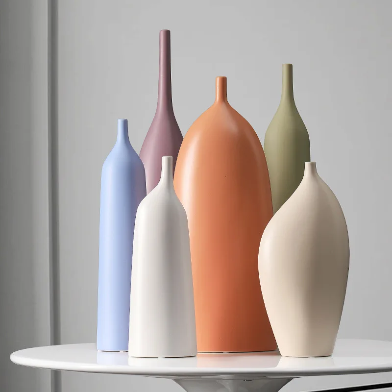 

Элегантная большая ваза Morandi, цветная керамическая ваза для цветов, украшение для гостиной, столовой, кофейни, декоративная ваза