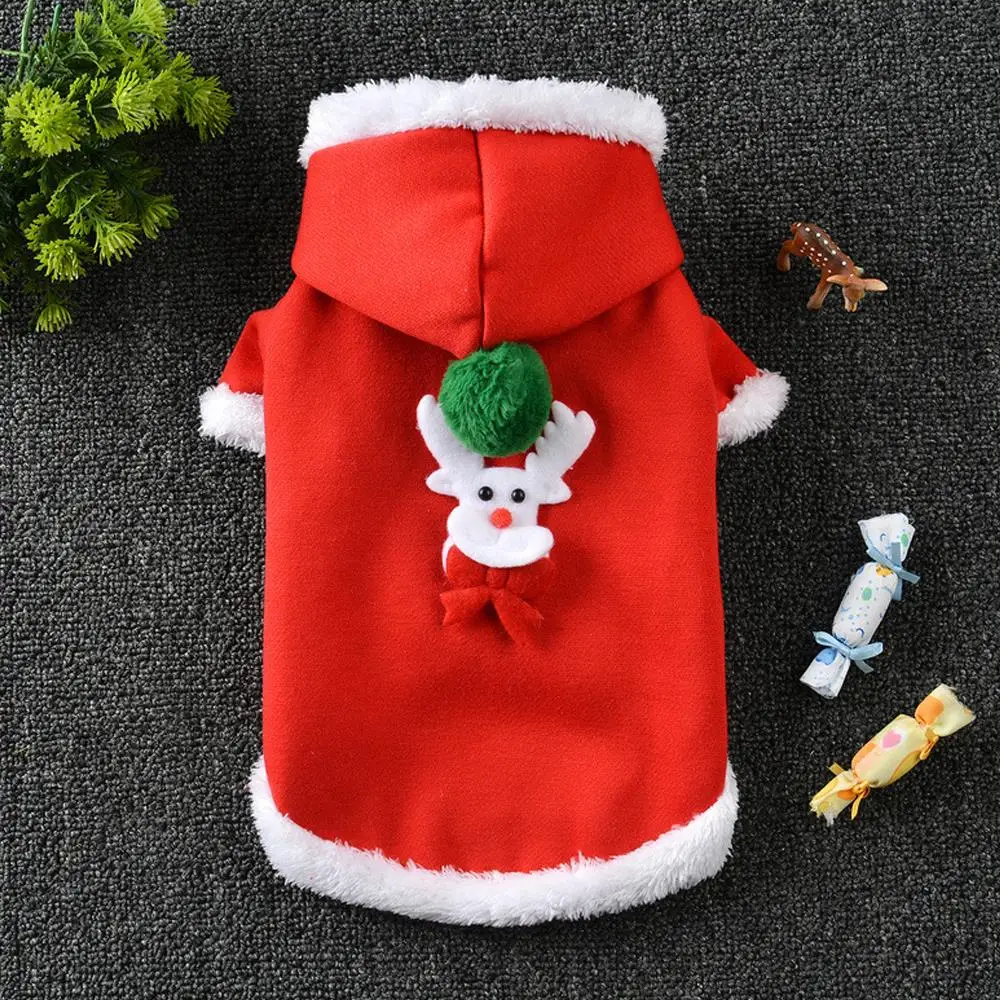 Winter Thicken Christmas Dog Coat Decoration Costume Pet Supplies Soft Warm Cloth Christmas Dog Costumes Funny Elk Dog Cloth