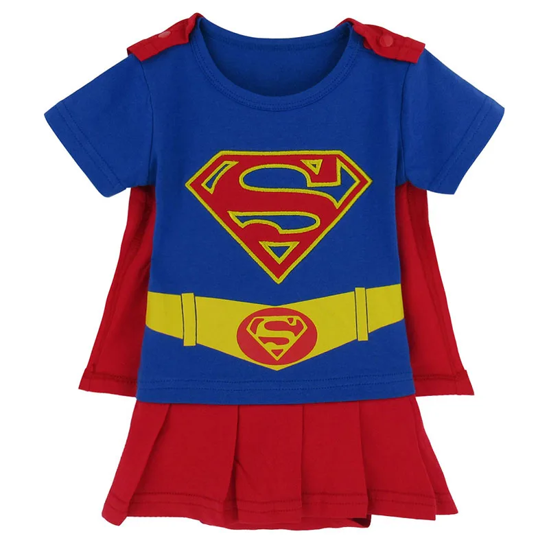 Комбинезон для маленьких девочек; платья; костюм Человека-паука; костюм Бэтмена; милое боди для младенцев; вечерние платья для костюмированной вечеринки с супергероями DC - Цвет: Super Woman-1