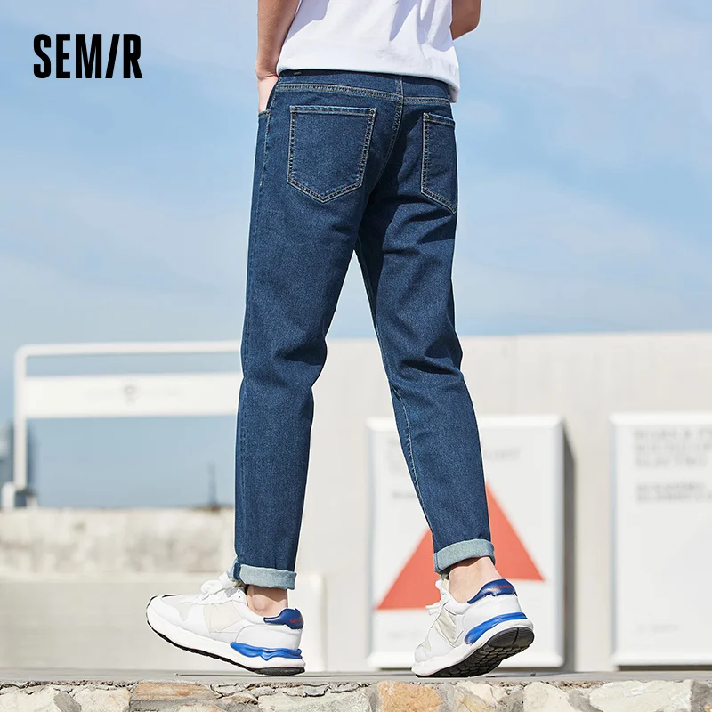 SEMIR Jeans Men Spring Slim Feet Man Denim Trousers Korean Style Trendy Stretch Pants Blue Trend Brand men jeans mens jeans jeans trousers denim trousers mens casual trousers